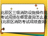 北辰区三级消防设施操作员考试成绩在哪里查询怎么查(北辰区消防考试成绩查询)