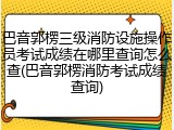 巴音郭楞三级消防设施操作员考试成绩在哪里查询怎么查(巴音郭楞消防考试成绩查询)