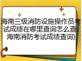海南三级消防设施操作员考试成绩在哪里查询怎么查(海南消防考试成绩查询)