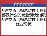 大理交通运输总监理工程师都做什么的就业现状如何(大理交通运输总监理工程师就业现状)