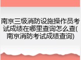 南京三级消防设施操作员考试成绩在哪里查询怎么查(南京消防考试成绩查询)