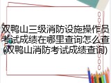 双鸭山三级消防设施操作员考试成绩在哪里查询怎么查(双鸭山消防考试成绩查询)