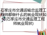 石家庄市交通运输总监理工程师都做什么的就业现状如何(石家庄市交通监理工程师就业现状)