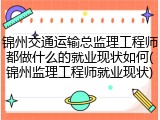 锦州交通运输总监理工程师都做什么的就业现状如何(锦州监理工程师就业现状)