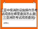 三亚中级消防设施操作员考试成绩在哪里查询怎么查(三亚消防考试成绩查询)