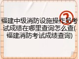福建中级消防设施操作员考试成绩在哪里查询怎么查(福建消防考试成绩查询)