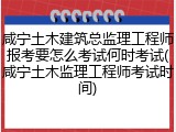 咸宁土木建筑总监理工程师报考要怎么考试何时考试(咸宁土木监理工程师考试时间)
