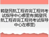 鹤壁民航工程咨询工程师考试指导中心哪里有(鹤壁民航工程咨询工程师考试指导中心在哪里)