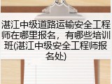 湛江中级道路运输安全工程师在哪里报名，有哪些培训班(湛江中级安全工程师报名处)