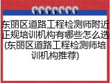 东丽区道路工程检测师附近正规培训机构有哪些怎么选(东丽区道路工程检测师培训机构推荐)