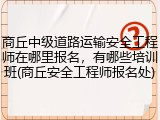 商丘中级道路运输安全工程师在哪里报名，有哪些培训班(商丘安全工程师报名处)