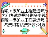 铜陵一级矿业工程建造师报名和考试费用分别多少钱(铜陵一级矿业工程建造师报名费和考试费各多少钱)