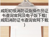 咸阳初级消防设施操作员证书查询官网及电子版下载(咸阳消防证书查询官网下载)