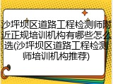 沙坪坝区道路工程检测师附近正规培训机构有哪些怎么选(沙坪坝区道路工程检测师培训机构推荐)