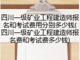 四川一级矿业工程建造师报名和考试费用分别多少钱(四川一级矿业工程建造师报名费和考试费多少钱)