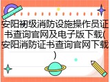 安阳初级消防设施操作员证书查询官网及电子版下载(安阳消防证书查询官网下载)