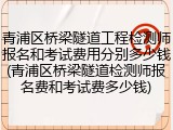 青浦区桥梁隧道工程检测师报名和考试费用分别多少钱(青浦区桥梁隧道检测师报名费和考试费多少钱)