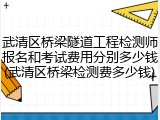武清区桥梁隧道工程检测师报名和考试费用分别多少钱(武清区桥梁检测费多少钱)