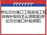 呼伦贝尔港口工程咨询工程师有补贴吗怎么领取呢(呼伦贝尔港口补贴领取)