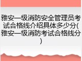 雅安一级消防安全管理员考试合格线介绍具体多少分(雅安一级消防考试合格线分)