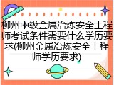 柳州中级金属冶炼安全工程师考试条件需要什么学历要求(柳州金属冶炼安全工程师学历要求)