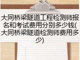 大同桥梁隧道工程检测师报名和考试费用分别多少钱(大同桥梁隧道检测师费用多少)