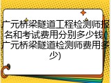 广元桥梁隧道工程检测师报名和考试费用分别多少钱(广元桥梁隧道检测师费用多少)