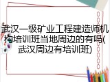 武汉一级矿业工程建造师机构培训班当地周边的有吗(武汉周边有培训班)