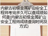 内蒙古初级金属矿山安全工程师考完多久可以查成绩如何查(内蒙古初级金属矿山安全工程师成绩查询时间及方式)