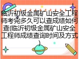 临沂初级金属矿山安全工程师考完多久可以查成绩如何查(临沂初级金属矿山安全工程师成绩查询时间及方式)