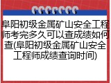 阜阳初级金属矿山安全工程师考完多久可以查成绩如何查(阜阳初级金属矿山安全工程师成绩查询时间)