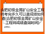 合肥初级金属矿山安全工程师考完多久可以查成绩如何查(合肥初级金属矿山安全工程师成绩查询时间)