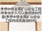 孝感中级金属矿山安全工程师考完多久可以查成绩如何查(孝感中级金属矿山安全工程师成绩查询时间)