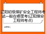 辽阳初级煤矿安全工程师考试一般在哪里考(辽阳煤安工程师考点)