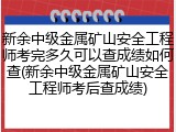 新余中级金属矿山安全工程师考完多久可以查成绩如何查(新余中级金属矿山安全工程师考后查成绩)