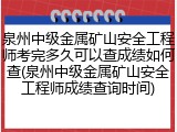 泉州中级金属矿山安全工程师考完多久可以查成绩如何查(泉州中级金属矿山安全工程师成绩查询时间)