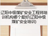 辽阳中级煤矿安全工程师培训机构哪个最好(辽阳中级煤矿安全培训)