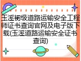 玉溪初级道路运输安全工程师证书查询官网及电子版下载(玉溪道路运输安全证书查询)