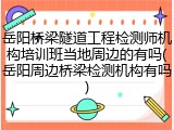 岳阳桥梁隧道工程检测师机构培训班当地周边的有吗(岳阳周边桥梁检测机构有吗)