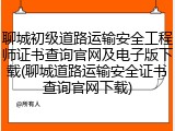 聊城初级道路运输安全工程师证书查询官网及电子版下载(聊城道路运输安全证书查询官网下载)