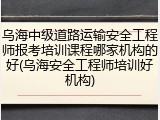 乌海中级道路运输安全工程师报考培训课程哪家机构的好(乌海安全工程师培训好机构)