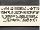 安顺中级道路运输安全工程师报考培训课程哪家机构的好(安顺中级道路运输安全工程师培训机构哪家好)