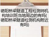 德阳桥梁隧道工程检测师机构培训班当地周边的有吗(德阳桥梁隧道检测机构附近有吗)