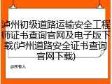 泸州初级道路运输安全工程师证书查询官网及电子版下载(泸州道路安全证书查询官网下载)