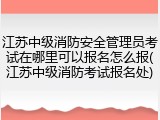 江苏中级消防安全管理员考试在哪里可以报名怎么报(江苏中级消防考试报名处)