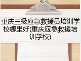 重庆三级应急救援员培训学校哪里好(重庆应急救援培训学校)