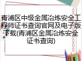 青浦区中级金属冶炼安全工程师证书查询官网及电子版下载(青浦区金属冶炼安全证书查询)