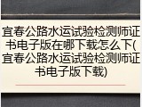 宜春公路水运试验检测师证书电子版在哪下载怎么下(宜春公路水运试验检测师证书电子版下载)