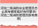 河池二级消防安全管理员怎么报考哪家最好有何要求(河池二级消防管理员报考推荐)
