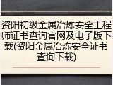 资阳初级金属冶炼安全工程师证书查询官网及电子版下载(资阳金属冶炼安全证书查询下载)